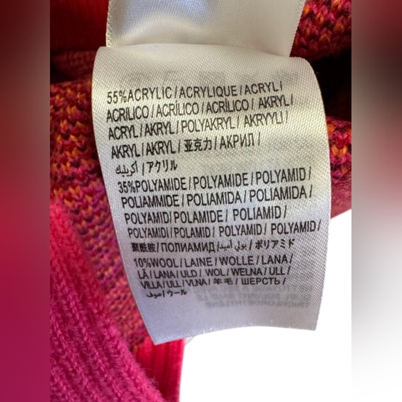 Farm Rio Cutout Intarsia Knit EUC Floral Turtle Neck Pink/Orange/Red Size XS - Picture 12 of 12